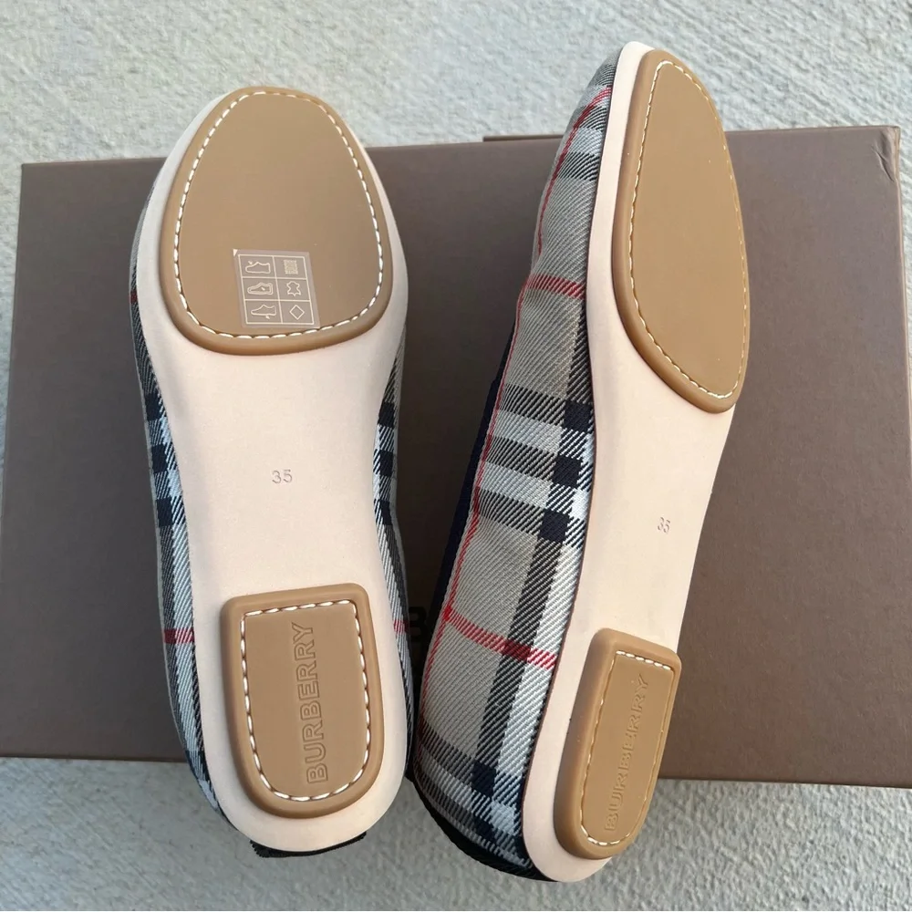 Burberry Kids Logo-Detail Check Ballerina Shoes, Size EU 35, UK 2.5 NEW in Box